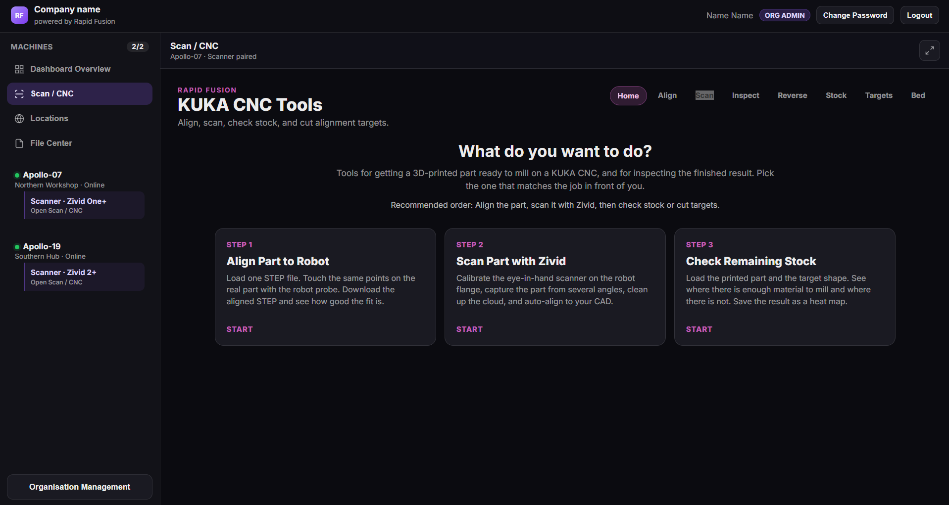  CNC workspace — entry to capture, align, and mill prep.